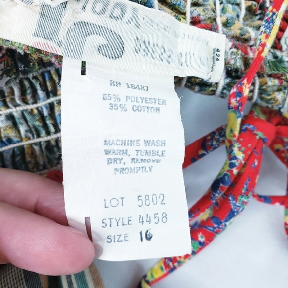 *Last Chance* Vintage Smocked Tiered Floral Midi Dress Boho Cottagecore - Picture 16 of 16